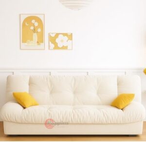 Bright and Spacious Convertible Sofa Bed with Clean Upholstery 75x200x80 cm