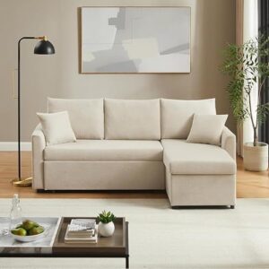 Modern L-Shaped Convertible Sofa Bed with Storage — Stylish and Space-Saving Foldable Sleeper Couch for Your Living Room
