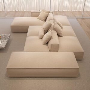 Luxury Double-Sided Modular Sectional Sofa Set – Spacious Fabric Lounge Couch for Living Room Leisure