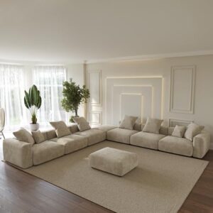 WJShome Oversized Modular Sectional Sofa with Ottomans,8 Seater Corduroy V Shaped Reversible Corner Couch,181.73" Convertible Sofa & Couch Free Combination for Living Rooom,Beige Buy