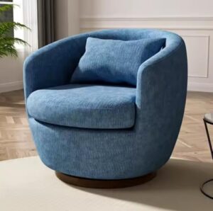 Modern Swivel Accent Chair – Upholstered Wide-Seat Barrel Chair with 360° Rotation, Ideal for Living Room and Bedroom Reading Sofa