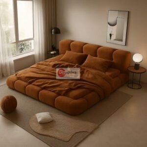 Modern Tufted Platform Bed, Low-Profile Design with Cushioned Headboard, Multiple Colours Available, King/Queen Sizes