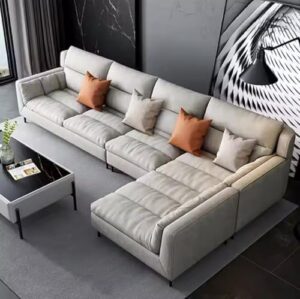 Modern 5-Seater L-Shaped Fabric Sectional Sofa Set – Stylish Corner Design for Living Rooms