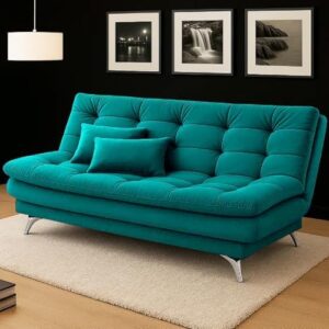 Premium Convertible Fabric Sofa Bed with Cushions – Space-Saving Comfort for Living Rooms & Offices